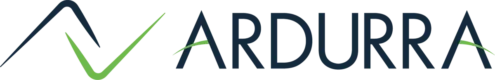 Ardurra logo with stylized navy blue and green geometric elements forming the letter "A" on both ends, and the word "ARDURRA" in bold navy text with green accents.