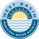 West Basin Municipal Water District logo featuring a rising sun above stylized water waves, enclosed in a circular badge with the organization’s name.