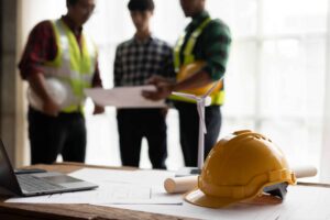 Construction team meeting to discuss plans